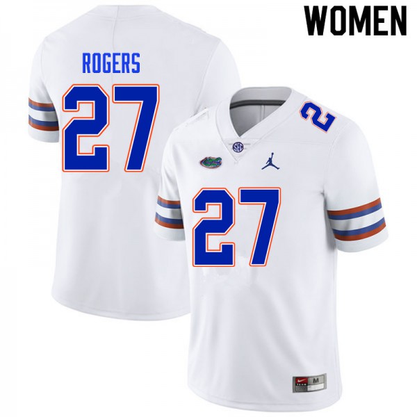Women #27 Jahari Rogers Florida Gators College Football Jersey White
